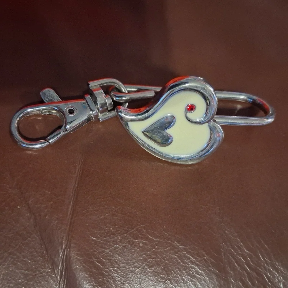 Alexx Finders Key Purse Lot Of 2 Silver Flower Heart Bag Key Charm Holder EUC